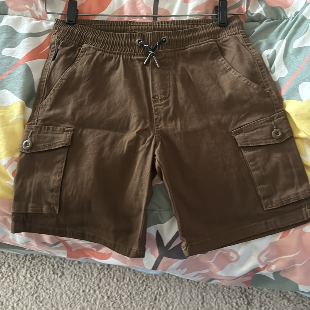 Boys Brown Cotton Blend Shorts Drawstring